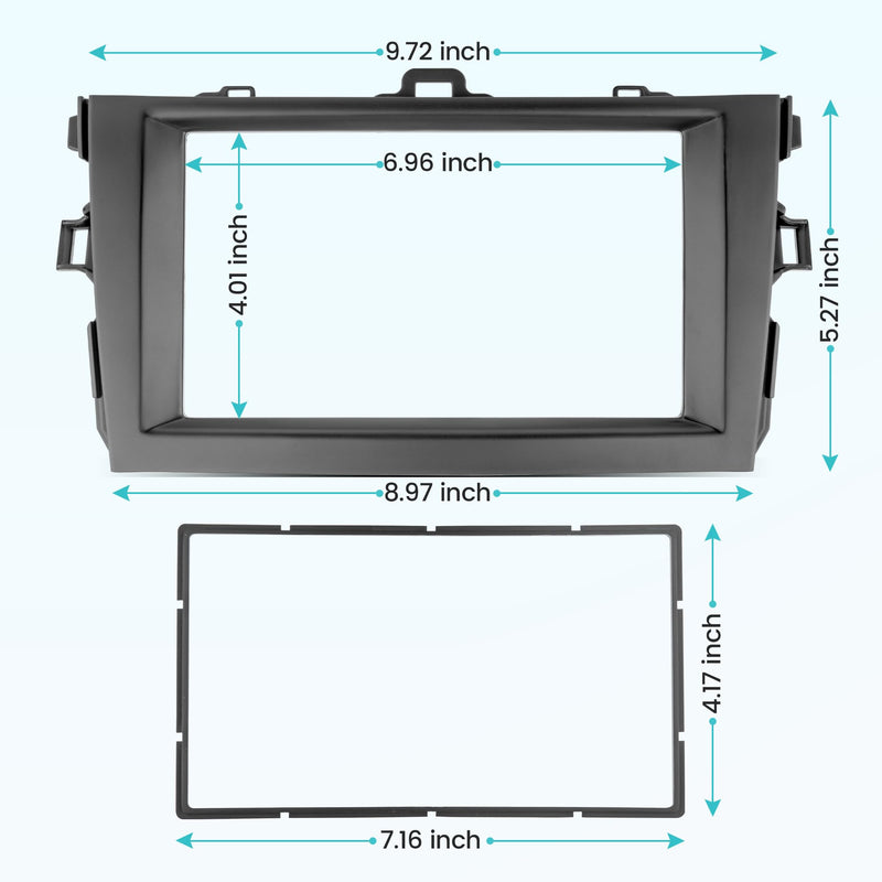 Double DIN Radio Dash Kits for Toyota Corolla 2009-2013, Double Din Radio Mount Housing Bracket Installation Trim Bezel Kit Installation Aftermarket Stereo