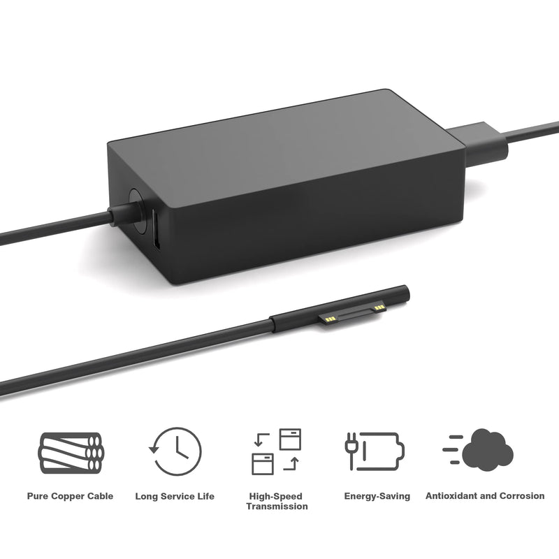 65W Surface Pro Charger Replacement for Microsoft Surface Laptop 2 3, Surface Pro X 9 8 7 6 5 4 3, Surface Go 2 Go 3, Surface Book 1 2 Microsoft Surface charger Power Supply Adapter