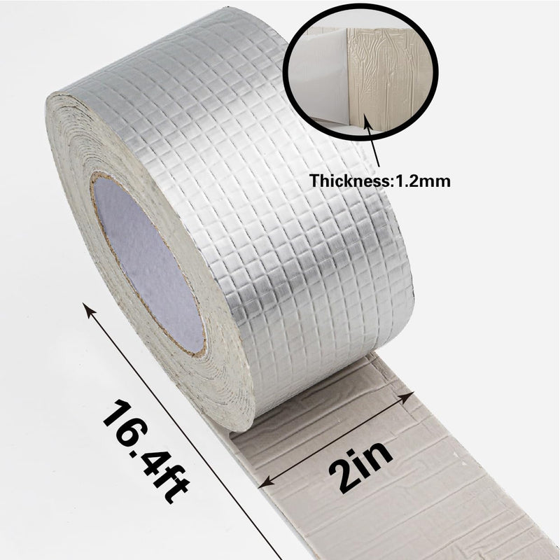 Butyl Tape Waterproof Tape Aluminum Foil Tape Tape 2in(w) x 16.4ft(L) x1.2mm(T), Waterproofing in Toilets, Pipelines, roof Cracks, RVs, sunshades, Windows, Boat,Floors 2in(w) x 16.4ft(L)