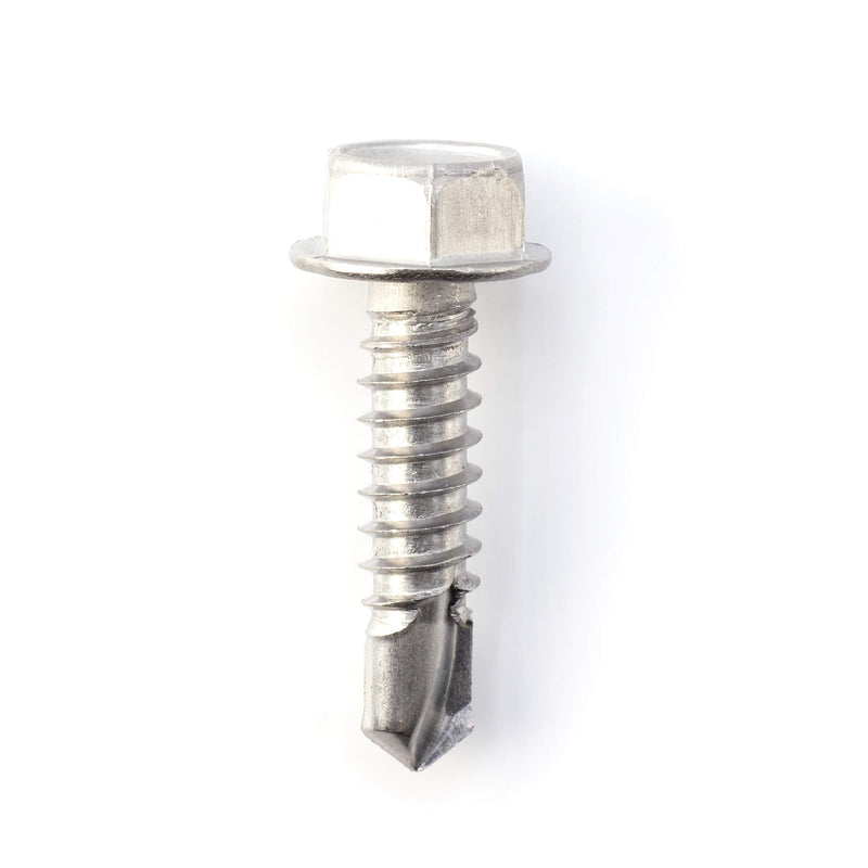 THE CIMPLE CO Hex Head Self-Tapping/Drilling Screw #14 Size, 1" Length - 410 Stainless Steel with Hex Washer Head - Mounting Screw for Metal, Drywall, Plastic - 1 in (25 mm), 100 PCS 1 Inch #14 Hex Head
