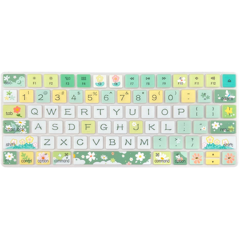 Keyboard Cover Skin for Apple iMac Wireless Magic Keyboard 2nd Gen (Model: A1644 MLA22LL/A) Without Numeric Keypad, Cute Silicone Skin Protector, Spring Flowers