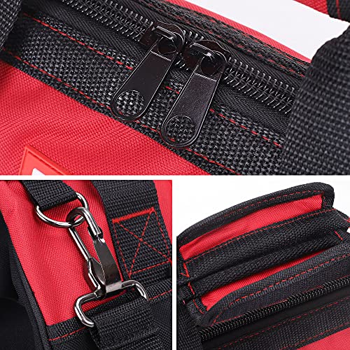 FASTPRO 14-Inch & 13-inch Zip-top Wide Mouth Tool Bags with Multi-pocket & Adjustable Shoulder Strap