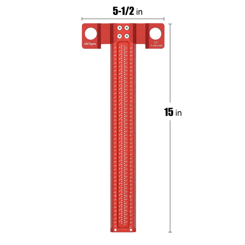 Woodworking Scriber T-Square Ruler 12in with Thoughtful Support Lips, Architect Ruler for Carpenter Work, Layout and Measuring Tools… 12 inch