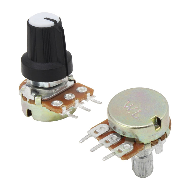 Aussel 10K OHM B10K Linear Thermometer 3 Terminal Rotary Potentiometer with Cap Nuts and Washers 5pcs (B10K-5PCS) B10K-5PCS