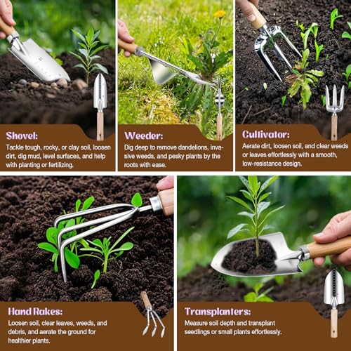 Gardening Tool Set with Tote Bag Heavy-Duty Garden Tools Gardening Gift Purple