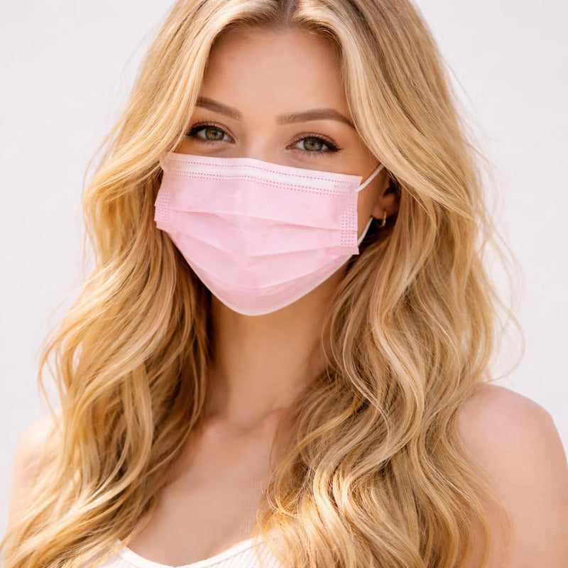 CRAZYCHIC - 51 x Medical Surgical Masks Pink - CE Certified EN14683 Type IIR Surgical Mask - High Filtration BFE >99% Tested - 3-Layer Disposable Protective Mask - Mouth Guard Face Mask x51 Pink