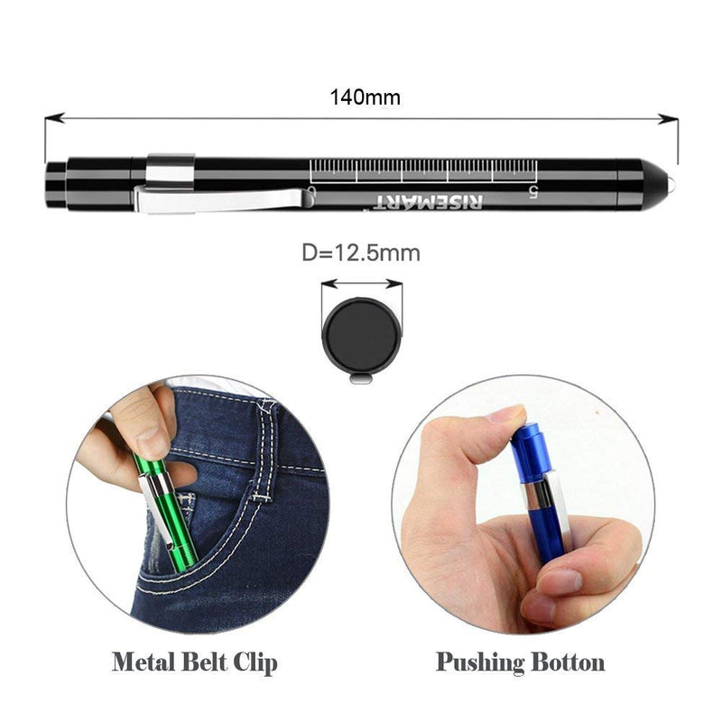 RISEMART Pack of 6 Diagnostic Light Pupil Light Reusable LED Pen Lamp with Pocket Clip for Nurses Doctors Students Pen Light (6 Pieces)