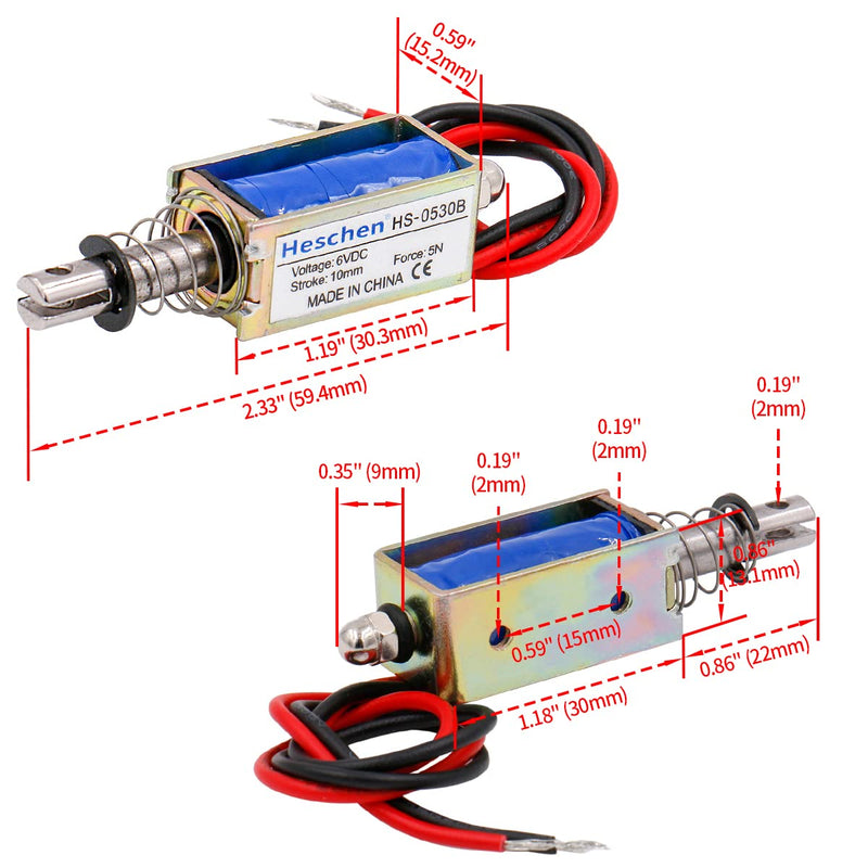 Heschen Electromagnet Magnet HS-0530B DC6V 5N 10mm Stroke Push Pull Type Open Frame