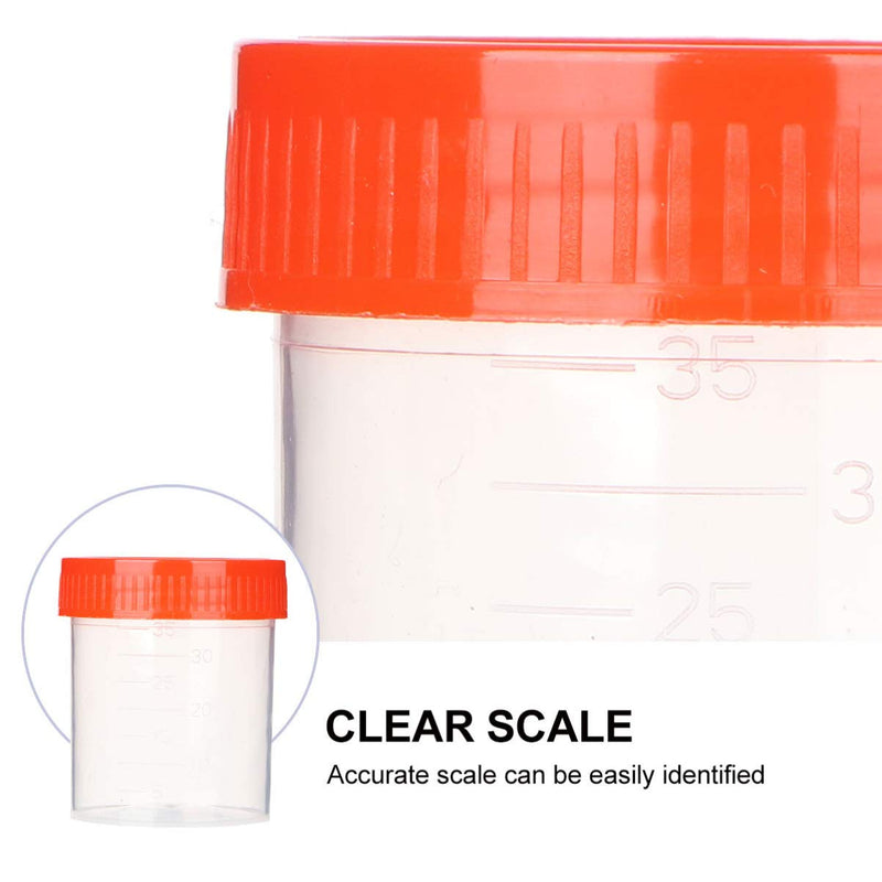 Pack of 50 Sterile Sample Cups with Lids Urine Cups Urine Sample Cups Screw-On Lid Container Transparent Disposable Plastic Measuring Cups 40 ml (Random Color)