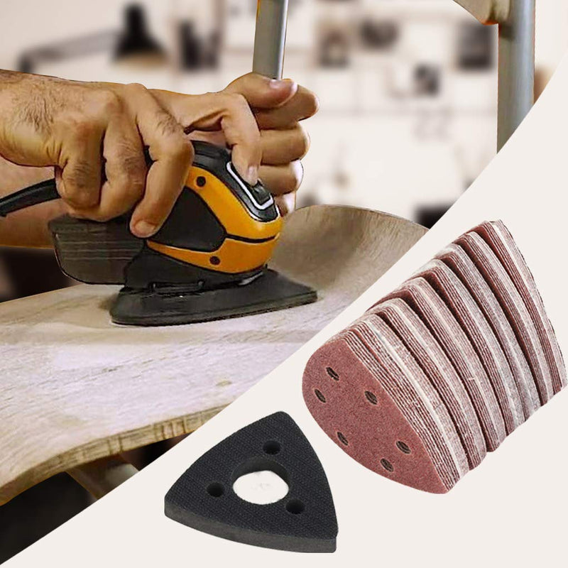 Pack of 101 delta sander sandpaper triangle sanders, Velcro sanding pads multi sander, sanding set sandpaper for Bosch Fein Oscillating Multi Tool Cutting Cutter Pad
