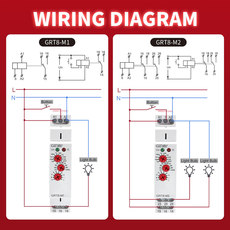 16A Multifunction Time Relay with 10 Function Choices AC/DC12V-240V Relay(GRT8-M1,AC/DC12V-240V) GRT8-M1,AC/DC12V~240V