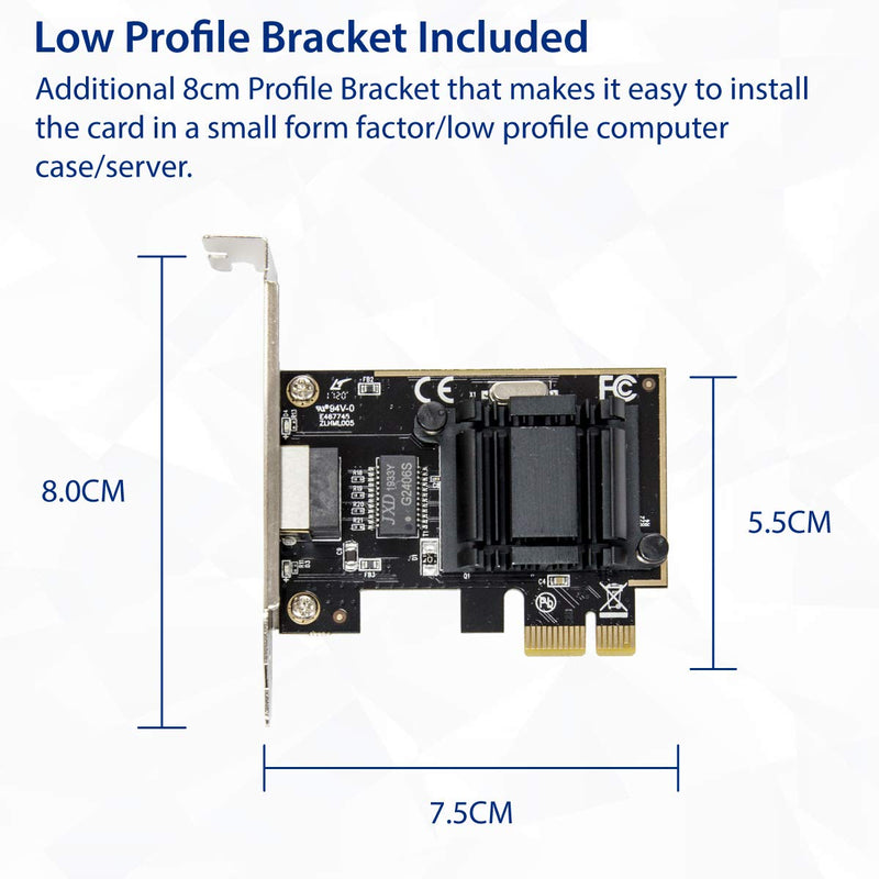 IO CREST Single Port Gigabit Ethernet PCI-e x1 Intel I211 Controller Card (SY-PEX24067)