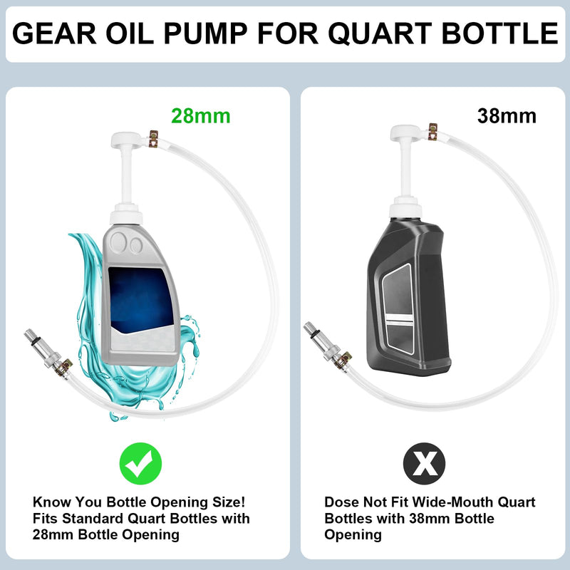 10cc Lower Unit Gear Oil Pump for Standard Quart Bottles(28mm), 3rd Hand Adapter, 8mm and 10mm Adapter for Boat Outboard Motors, Gear Lube Pump with 3/8 in Metal Swivel(Not for Vol-vo Pen-ta)