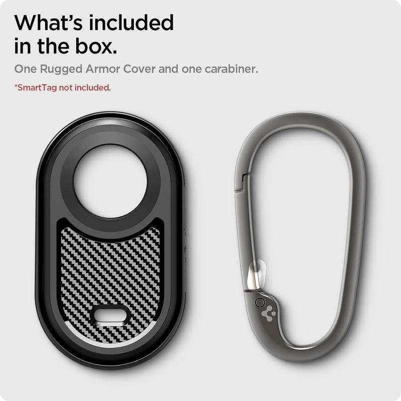Spigen Rugged Armor Designed for Samsung Galaxy SmartTag 2 Case Keychain Smart Tag 2 Case [1 Pack] (2023) - Matte Black
