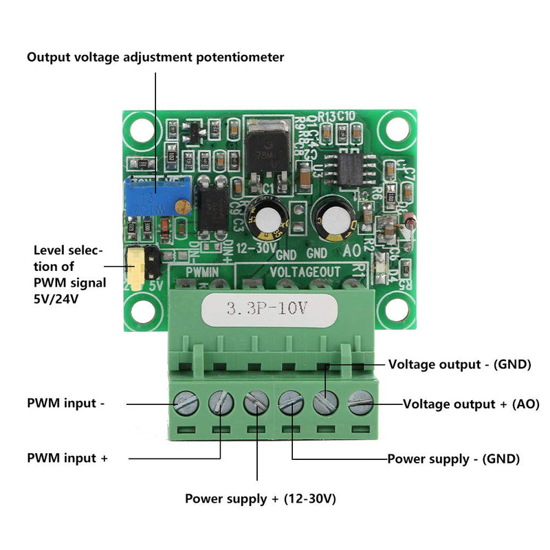 Jadeshay Digital to Analog Converter 3.3V PWM Signal to 0-10V PWM Voltage Converter Module PWM Digital Analog Converter Module Converter Module