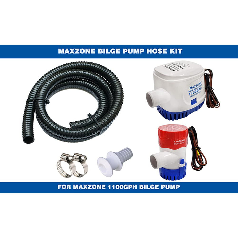 Bilge Pump Installation Kit Bilge Pump Hose 1-1/8-Inch Dia Plumbing Kit | 6 FT Premium Quality Kink-free Flexible PVC Hose | Includes 2 Clamps and Thru-Hull Fitting 1-1/8 Inch Dia Bilge Pump Hose