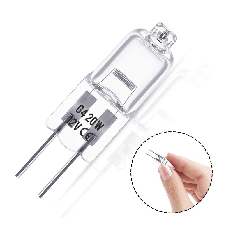 G4 halogen lamps, Techgomade 20 watt G4 halogen pin base lamp, 12V, 3000K warm white, dimmable, G4 base low voltage halogen 20w 10 pieces