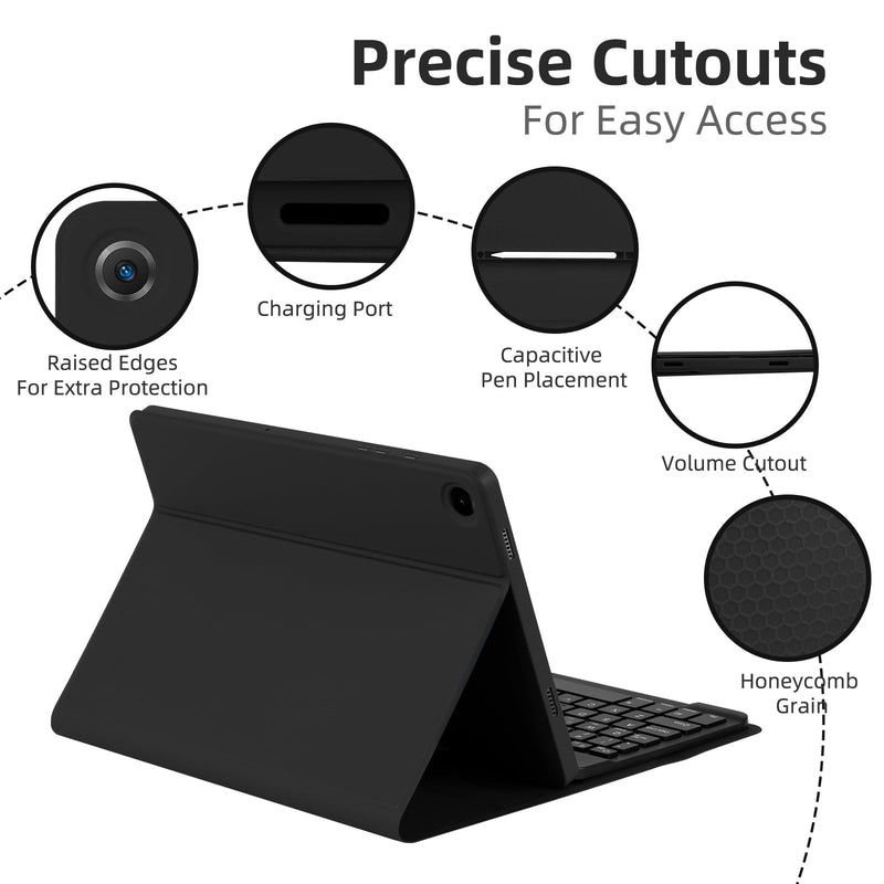 Case with Keyboard for Samsung Galaxy Tab A9 Plus 11 inch (SM-X210/X215/X216/X218),7 Color Rainbow Backlight Detachable Keyboard Magnetic Case with Pen Slot for Tablet A9+ 5G Black For Samsung Galaxy Tab A9+ 11 inch 2023 Black + Black