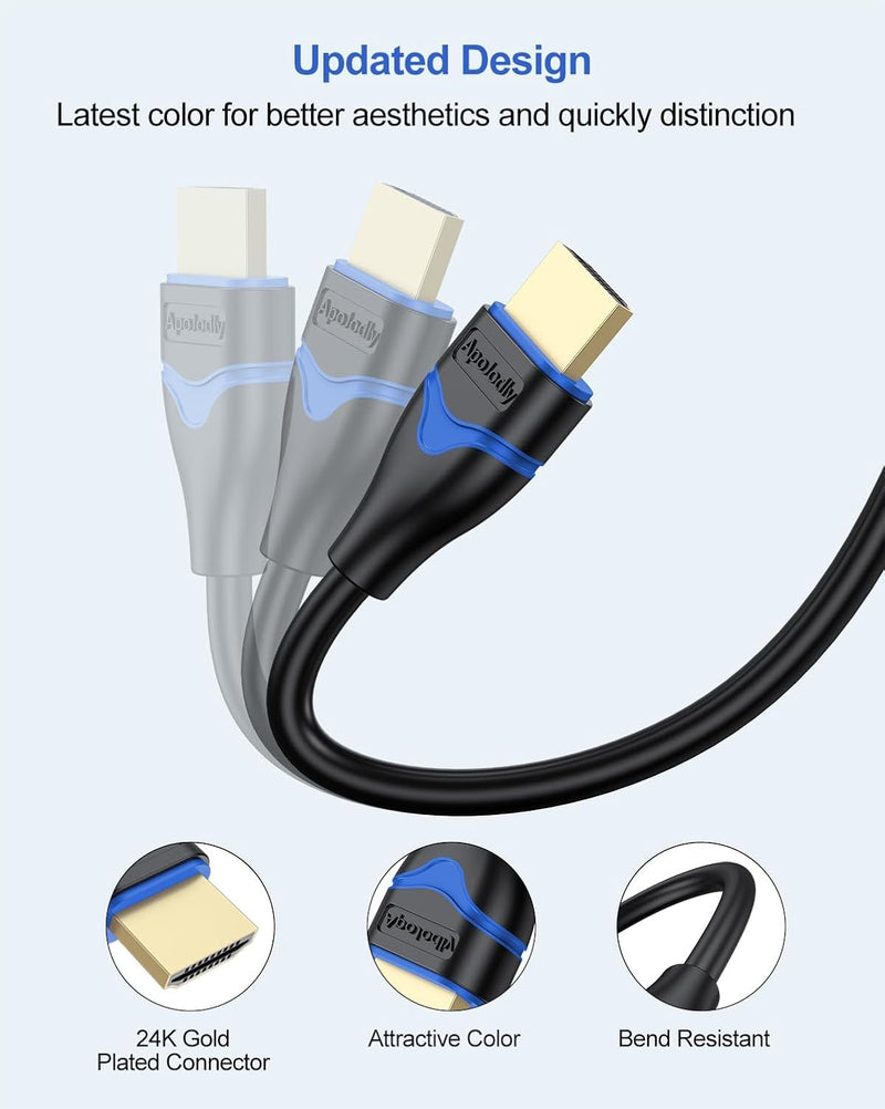 4K HDMI Cable 12 FT 5-Pack, HDMI Cord 12 Foot High Speed HDMI 2.0 Cable Ultra HD 4K@60Hz, 2K@144Hz, 18Gbps, ARC, HDR, HDCP2.2, 3D Compatible with PS4/PS5, Monitor, Laptop, HDTV, Blu-ray, Xbox 12FT