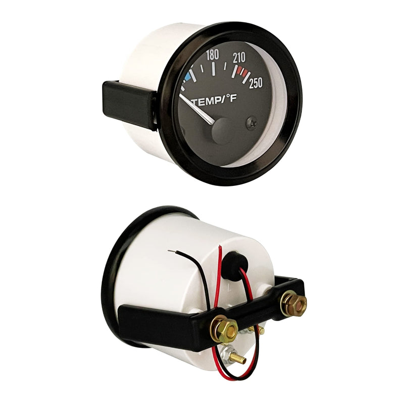 2" Water Temperature Gauge 52mm 12V Water Temp Meter 100-250 Fahrenheit White LED Light Display with Temperature Sensor