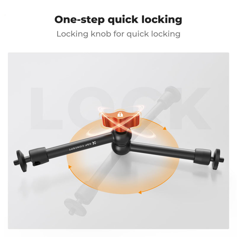 K&F CONCEPT 9.8" Magic Arm Clamp Kit with 1/4" & 3/8" Thread Screw 360° Ball Heads Articulating Magic Arm Camera Mount for DSLRs, Monitor, Flash, LED Light, Microphone, Camera Cage, Action Camera 9.8" with Clamp