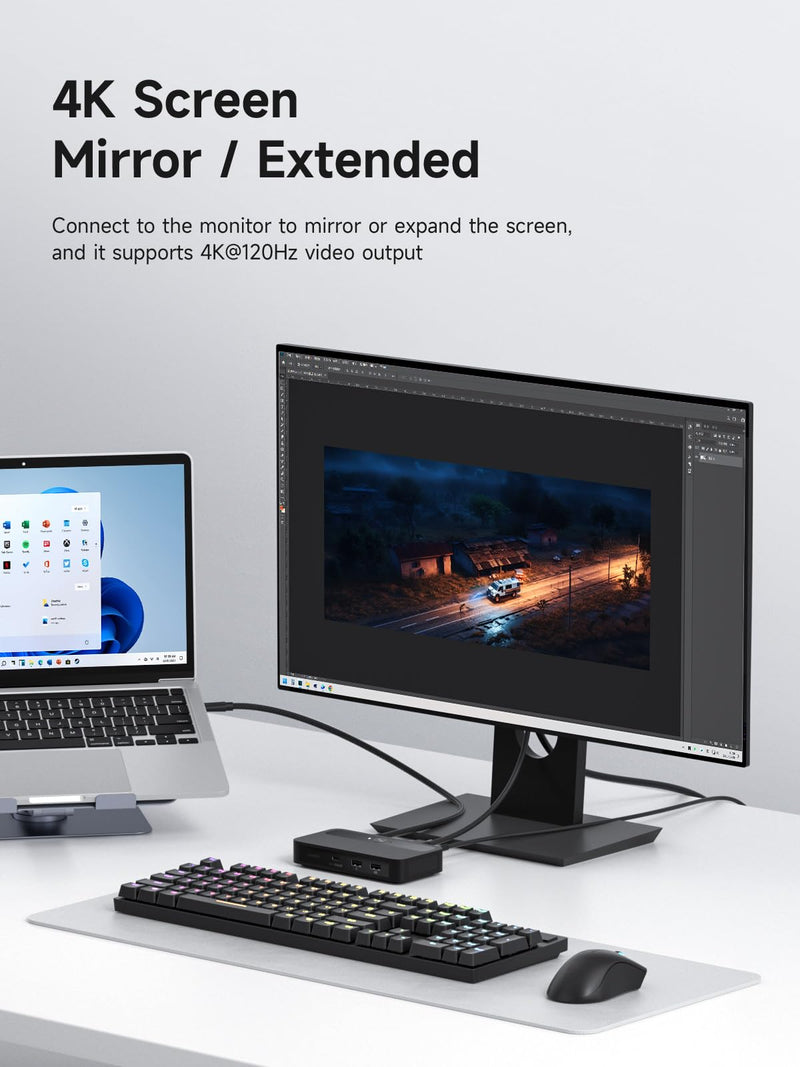 Hagibis KVM Switch 1 Monitor 2 Computers with 100W PD, 4K@120Hz HDMI, USB-C KVM Switcher Hub Sharing Monitor Keyboard Mouse Printer Scanner for Switch2 macOS Windows Linux