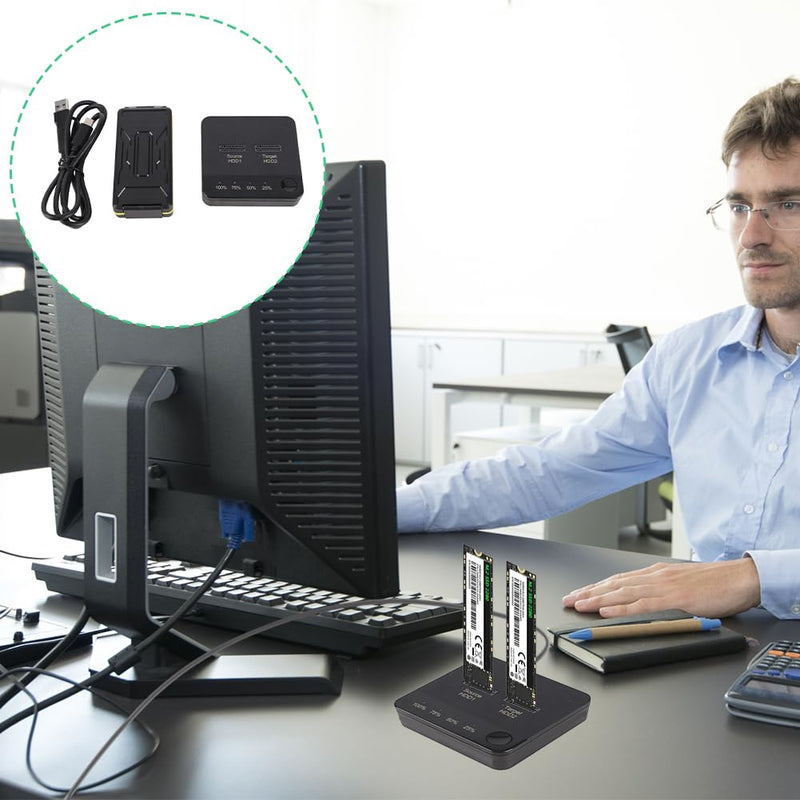 M.2 SSD Duplicator, Hard Drive Cloner Dual Bay and Dock Offline 1Gbps Reading Writing USB C to SATA Docking Station for B Key/B M Key Old SSD Data Transmission Size 2230 22242 2260 2280 22110