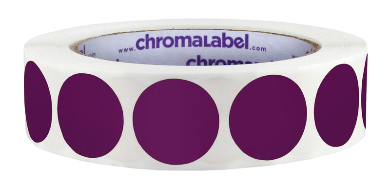 ChromaLabel 1 Inch Round Label Permanent Color Code Dot Stickers, 1000 Labels per Roll, Purple