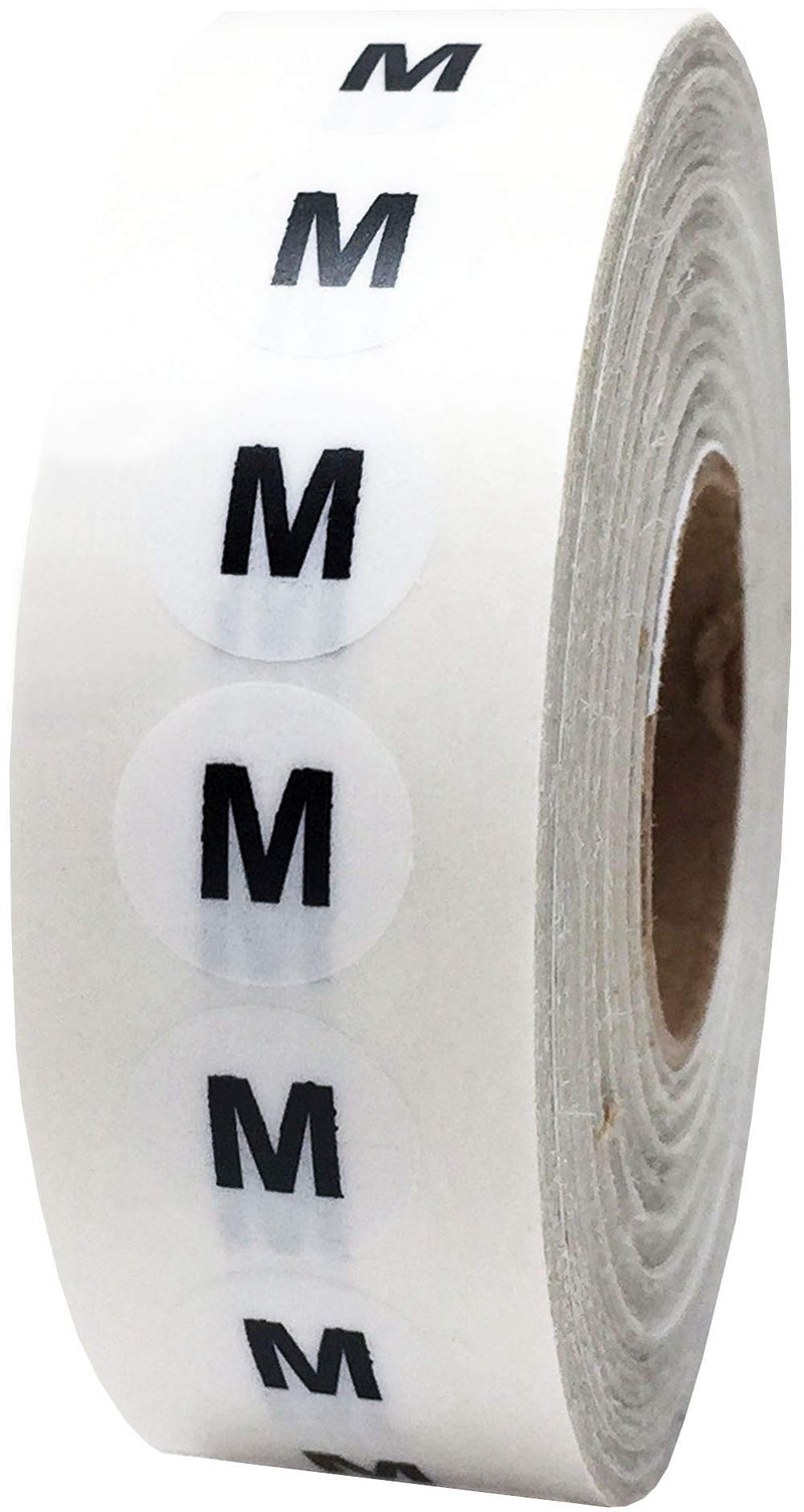 Medium Clothing Labels – Clear Size Strip Stickers with Black Text, 0.75 x 4 Inch Adhesive Labels, 200 Total Stickers for Retail Apparel, Clothing Organization, and Inventory – Made in the USA M