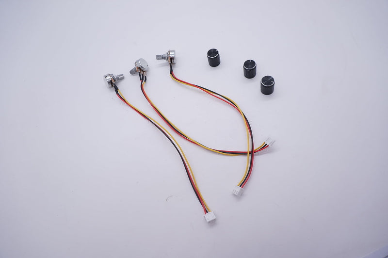 Taiss Pack of 3 1K Ohm Linear Taper Rotary Potentiometer WH148 B1K 3 Pin with XH2.54-3P Connection Cable + Black Button Cover Cap 148-1k-BKL
