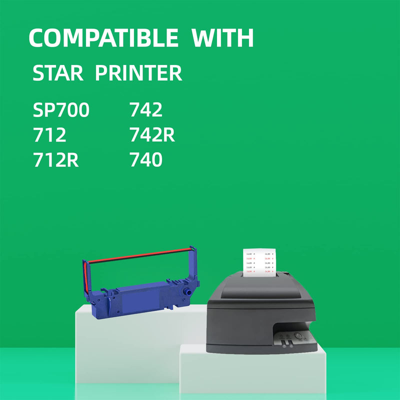 12 Pack Compatible Ribbon Replacement for SP700 Printer Ribbon SP700 SP-700 RC700 RC-700 Use with Star SP700 SP700BR RC700BR SP712 SP712R SP717 SP742R SP747 SP740 Printer (Black and Red) SP700 12P