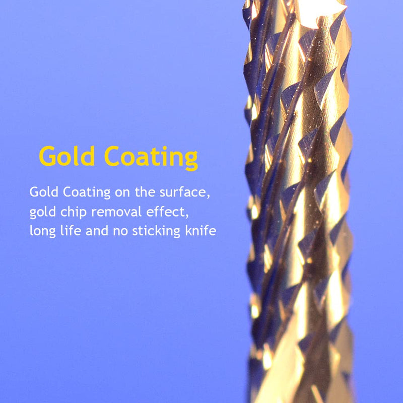 10Pcs 1/8'' Shank 2.0mm Titanium Coat Carbide End Mill Engraving Bits CNC Rotary Burrs Tool for PCB Mould Plastic Fiber Carbon Fiber Hardwood