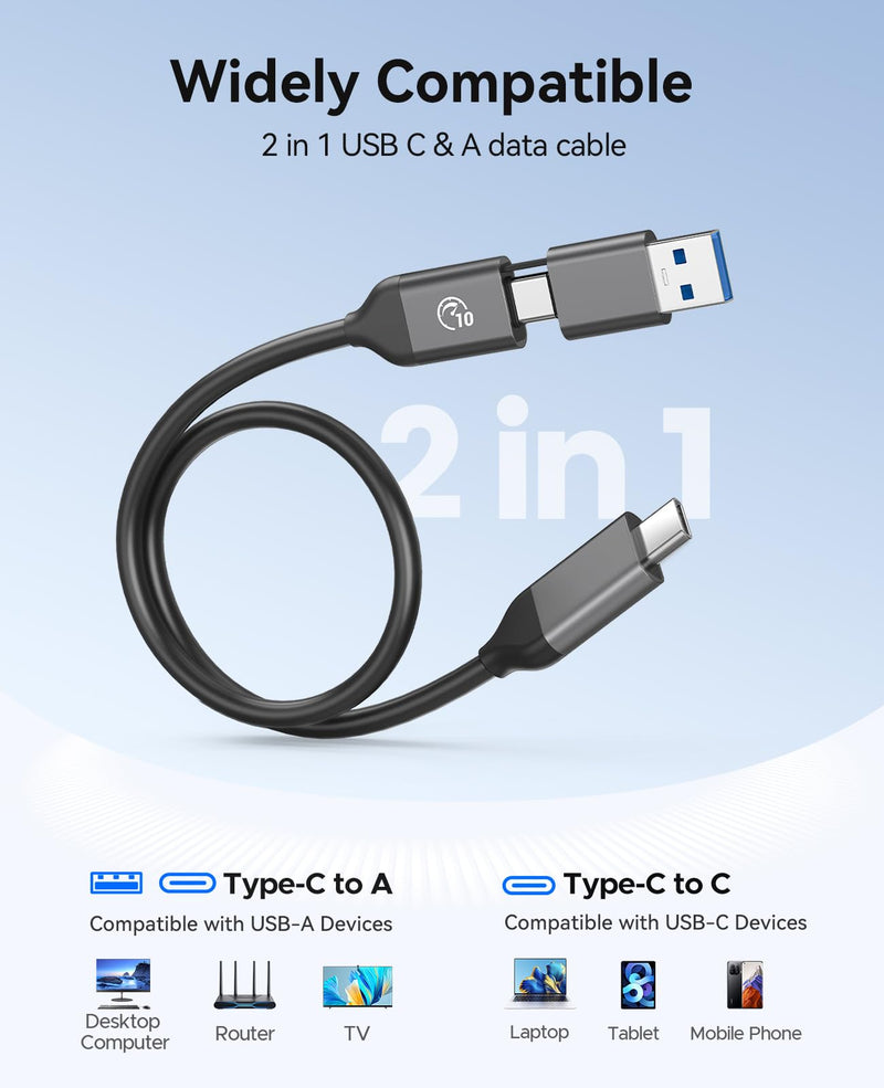 ORICO Portable SSD 1 TB with 2 in 1 USB C Cable, External Solid State Drives, Up to 460MB/s, Status Indicator, Reliable Storage for USB-C Smartphone, Tablet, PC - B5PLUS 1TB