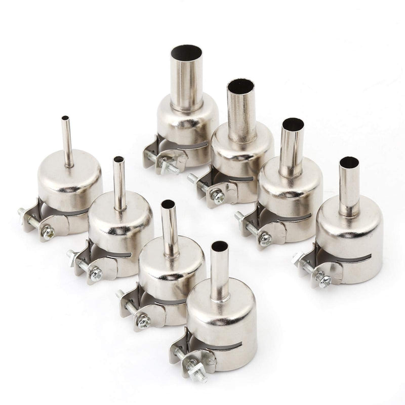 8PCS Nozzles Stainless Steel Round Hot Air Gun Nozzles Kits Hot Air Gun Attachments Soldering Station Repair Tools with Locking Screw (3/4/5/6/7/8/10/12 mm)
