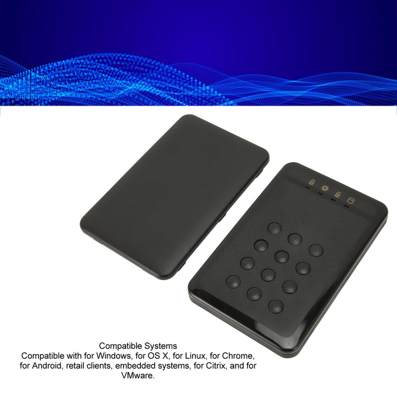 Zyyini Encrypted Hard Drive Enclosure, 3TB 5Gbps Encrypted USB 3.0 2.in SATA Hard Drive Enclosure Password Access Hardware, for 7 8 10 for OS X 10 and