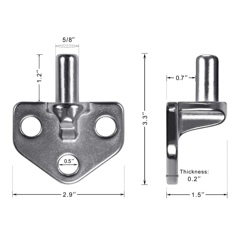 Insaga 304 Stainless Steel Gate Hinges Heavy Duty, Non-Welded Gate Hardware, 2pcs Wall Mount Gate Hinge, Chain Link Gate Hinge with 5/8'' Hinge Pin, Horizontal Design Horizontal Hinge-2pcs