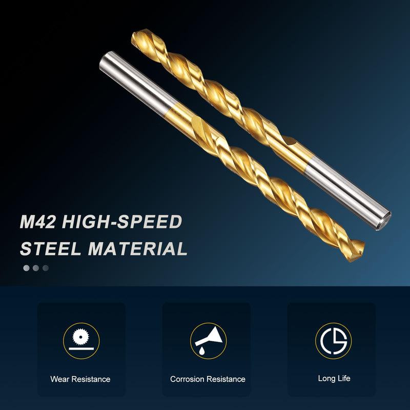 PATIKIL 9mm Drill Bit, M42 8% Cobalt High-Speed Steel Jobber Straight Shank 135° Titanium Nitride (TiN) Coated for Hard Metal Stainless Steel - 6 Pack