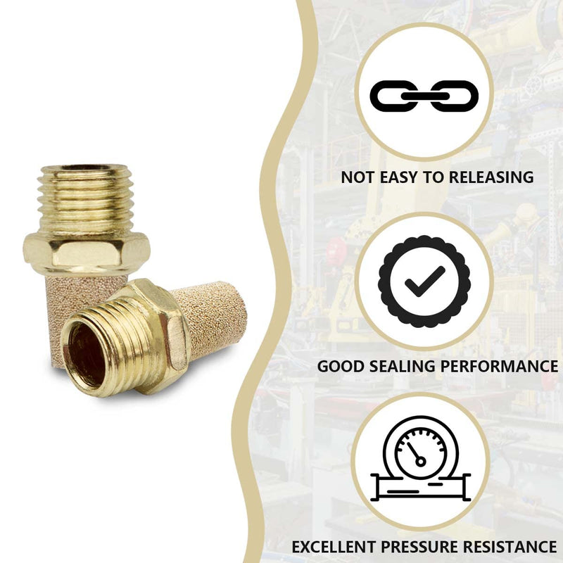 Bwintech 10 pieces SL-01 air silencer, 1/8" external thread sintered brass exhaust silencer 1/8"