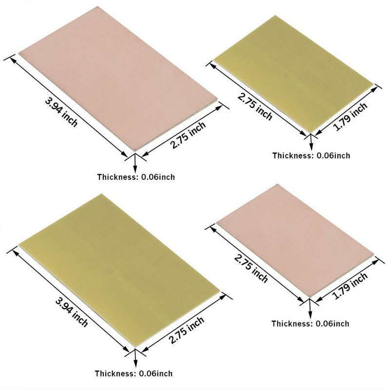 Copper Plated PCB 20pcs Copper Sheet DIY Double Sided Copper Plated and Single Side Laminate PCB Circuit Board for Industrial, Soldering, Maintenance Etc.