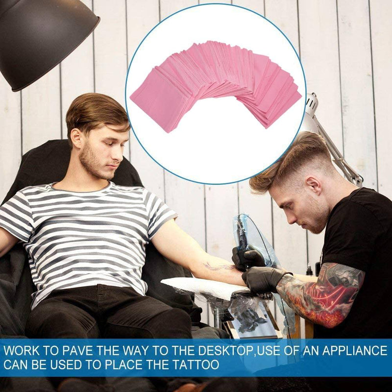 Tattoo Bibs, Pack of 125 Disposable Dental Bibs Waterproof Tattoo Cover Piercing Table Mat Nail Paper Towels Acrylic Manicure Cloths Table Cloth Supply Sheets Tablecloth Clean Pad Dental Pink
