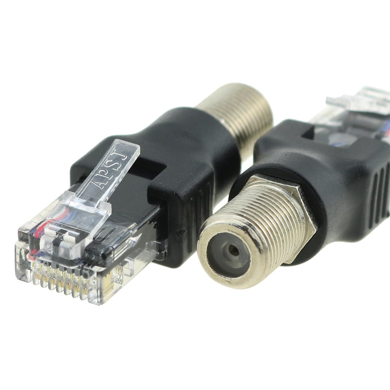 2PCS Coaxial Connector RF to RJ45 Converter Adapter F Female to RJ45 Male Coaxial Barrel Coupler Suitable for Surveillance and Video Cable and Cable TV Cable