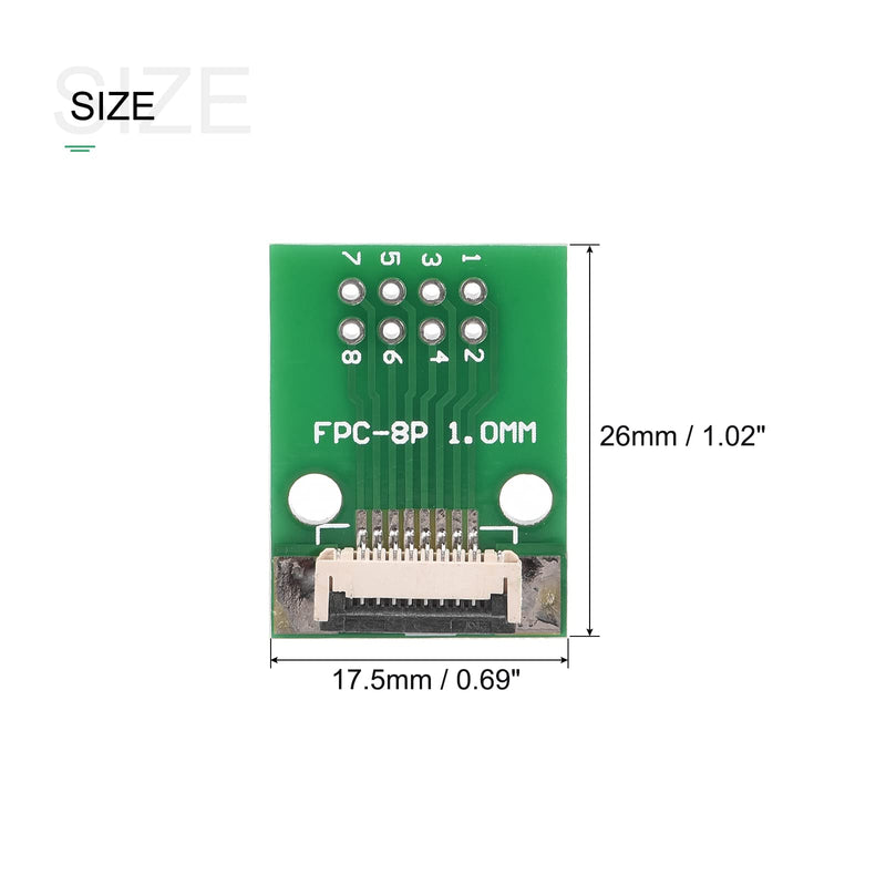 sourcing map FPC FFC Converter Connector Board 8P 1.0 mm to Female Side 0.5 mm Back to DIP 2.54 mm for LCD 3D Printer DVD TV Laptop Audio Pack of 5