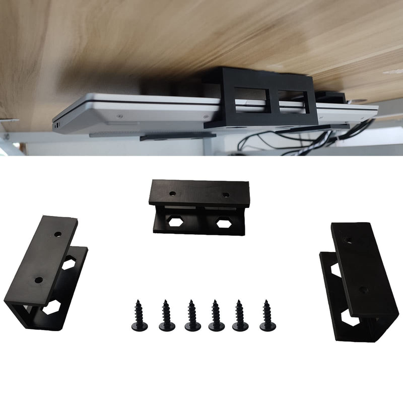 PIAOLGYI 3 Pcs Plastic Under Desk Laptop Holder Mount with Screw,Under Desk Laptop Mount Bracket,Add On Under Table Laptop/Keyboard Storage（3 Pcs）