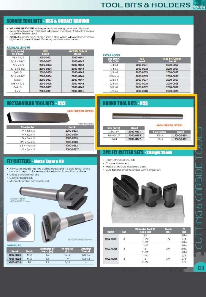 HHIP 2000-0385 Steel HSS Round Tool Bit, 3/8" x 5" (Pack of 4) 3/8 x 5" (Pack of 4) Round Shape