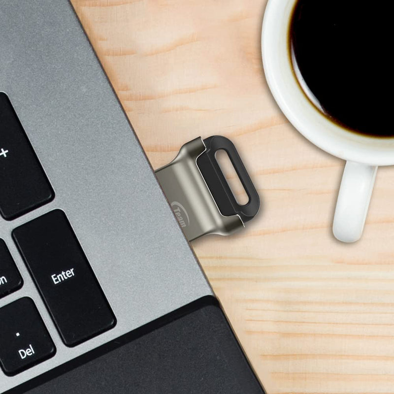 TEAMGROUP C162 512GB USB 3.2 Gen 1 USB 3.1/3.0 Mini Fits Metal Read 140MB/s Flash Thumb Drive External Data Storage Memory Stick Compatible with Computer/Laptop Black TC1623512GB01