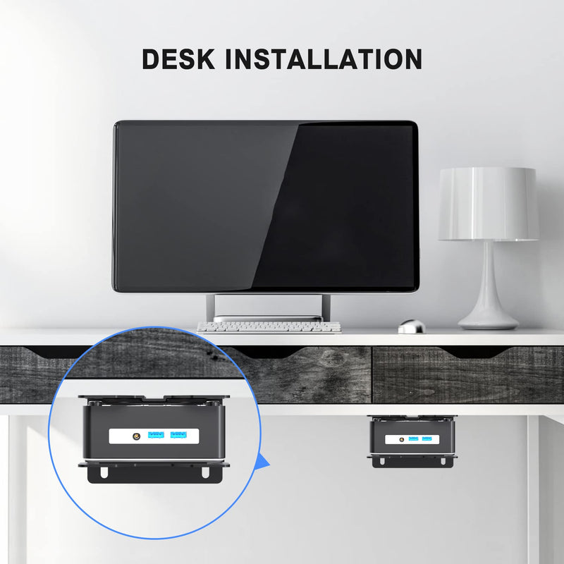 suptek Thin Client Mount Bracket Adjustable Mini PC Mount Bracket,CPU VESA Under Desk and Monitor Arm Computer Holder, Black, ZJJ002