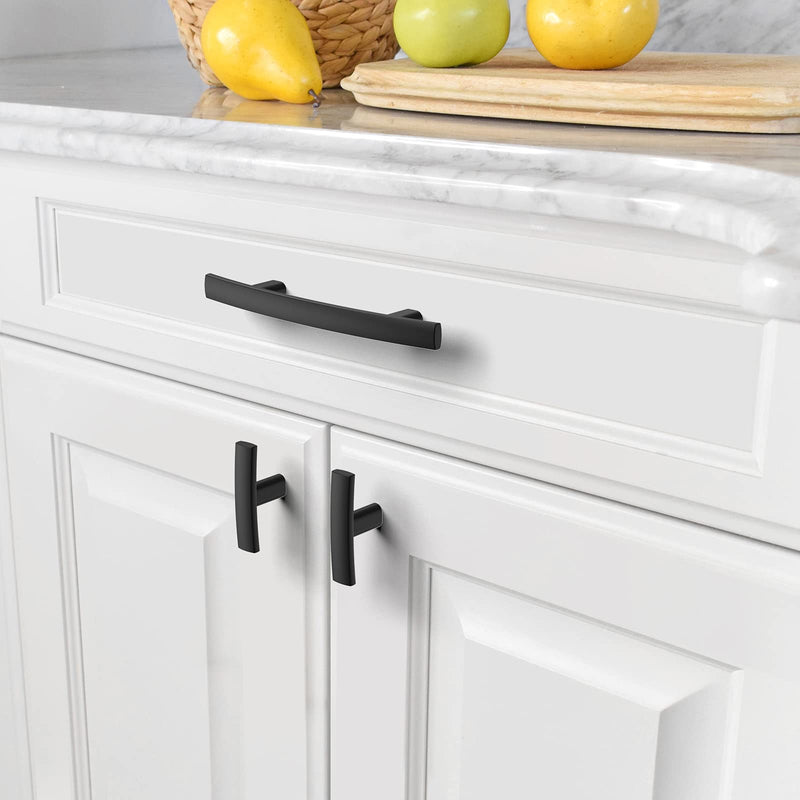 Amerdeco 10 Pack Matte Black 3 Inch(76mm) Hole Centers Kitchen Cabinet Pulls Hardware Kitchen Handles for Cabinets Cupboard Handles Drawer Pulls ZH0003 3"/76MM Hole Center
