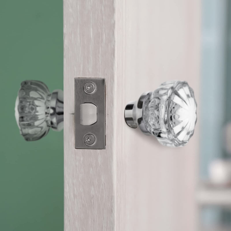 Amylove 2 Set Glass Door Knobs Mortise Style Fluted Crystal Antique Door Knobs with Spindle Antique Doorknobs for Home Interior(Silver,Basic) Silver Simple