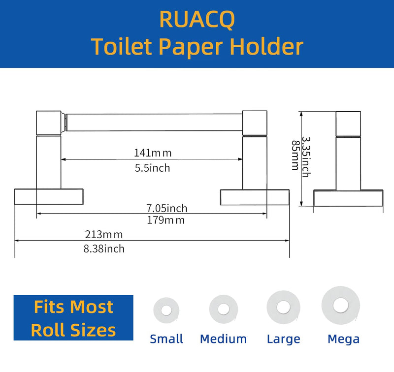 Ruacq Toilet Paper Holder Oil Rubbed Bronze-Toilet Paper Holder Wall Mount Double Post Pivoting Square-Toilet Tissue Roll Holder Rustproof Stainless Steel