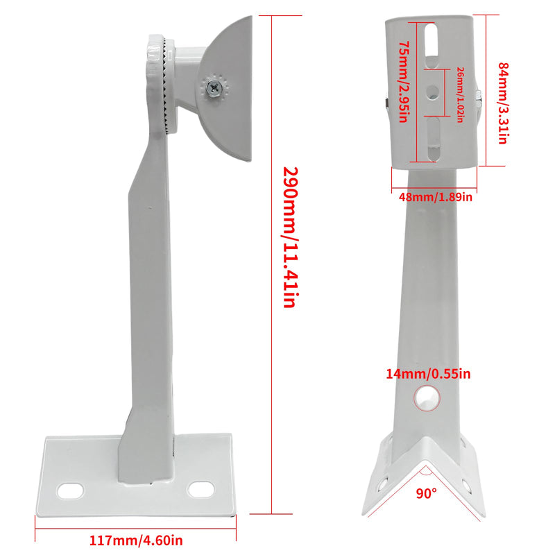 L-Shape Dome Camera Bracket, Wall Ceiling Mount for Security Dome Cameras, Wall Mount,Corner (Vertical Pole Bracket+Hoop 7.8 in ) L-Bracket + Vertical Pole bracket
